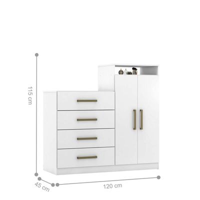 Conjunto Quarto Guarda Roupa E Comoda Ferrara Branco