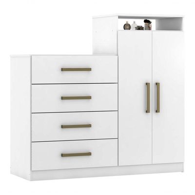 Conjunto Quarto Guarda Roupa E Comoda Ferrara Branco