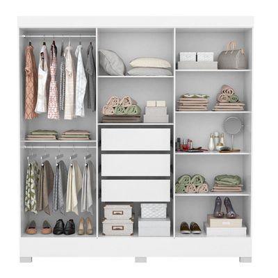 Conjunto Quarto Guarda Roupa E Comoda Ferrara Branco