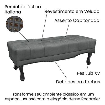 Kit Cabeceira E Calçadeira Solteiro 0,90M Cinza Grafite