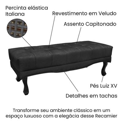 Kit Cabeceira E Calçadeira Solteiro 0,90M Preto