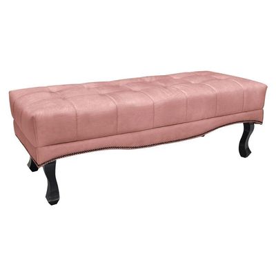 Kit Cabeceira E Calçadeira Casal 1,40M Rosa