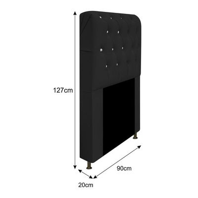 Cabeceira Solteiro 90 Cm Para Cama Box Corano Preto