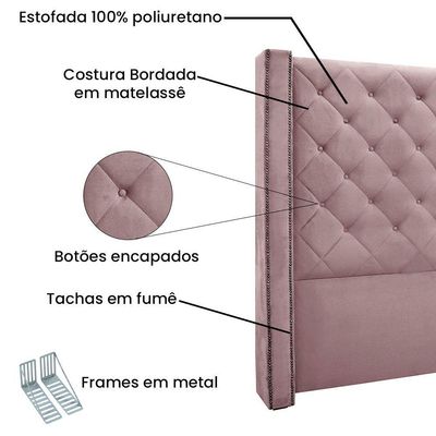 Kit Cabeceira E Calçadeira Casal 1,40M Lilás