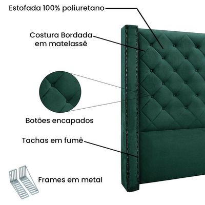 Kit Cabeceira E Calçadeira King 1,95M Verde Floresta