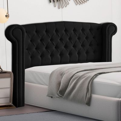Cabeceira Cama Box Casal Adelle 140Cm Com Frame Suede Preto