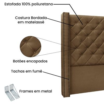 Kit Cabeceira E Calçadeira Recamier King 1,95M Caramelo