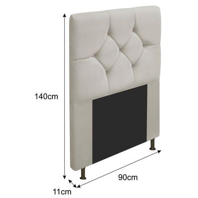 Cabeceira Solteiro França A05 C/ Strass 90 Cm Corano Bege
