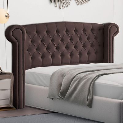 Cabeceira Cama Box Casal Adelle 140Cm Com Frame Suede Marrom