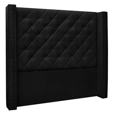 Kit Cabeceira E Calçadeira Recamier King 1,95M Suede Preto