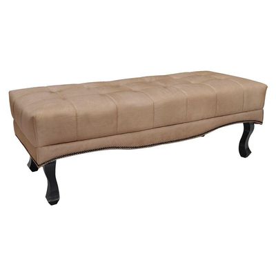 Kit Cabeceira E Calçadeira Recamier Casal 1,40M Suede Bege