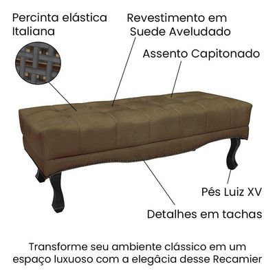 Kit Cabeceira E Calçadeira Recamier Solteiro 0,90M Caramelo