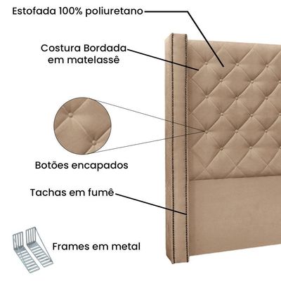 Kit Cabeceira E Calçadeira Recamier Queen 1,60M Suede Bege