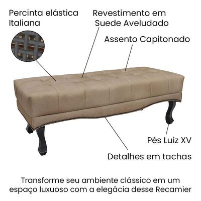 Kit Cabeceira E Calçadeira Recamier Queen 1,60M Suede Bege