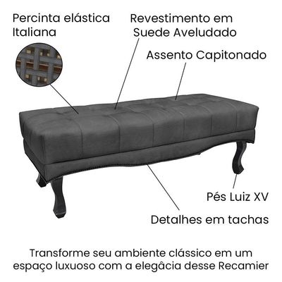 Kit Cabeceira E Calçadeira Recamier Solteiro 0,90M Cinza