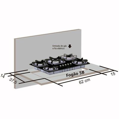 Cooktop Mueller 5 Bocas com Queimador Ultra Chama Bivolt
