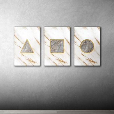 Kit Placas Quadros Decorativos 3 Pçs Mdf 20x30 Forma Mármore
