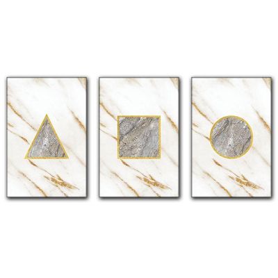 Kit Placas Quadros Decorativos 3 Pçs Mdf 20x30 Forma Mármore
