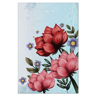 Kit Placas Quadros Decorativos 3 Pçs Mdf 20X30 Floridas Titulo Rosas Sobre Azul