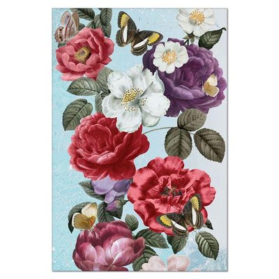 Kit Placas Quadros Decorativos 3 Pçs Mdf 20X30 Floridas Titulo Rosas Sobre Azul