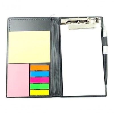 Kit 15 Bloco De Anotação Couro Sintético Com Mini Lembretes