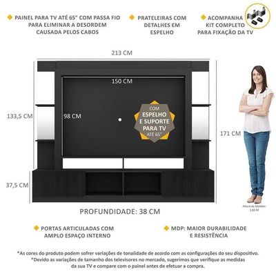 Estante Com Suporte Tv 65" C/ Espelho Oslo Multimóveis V3385