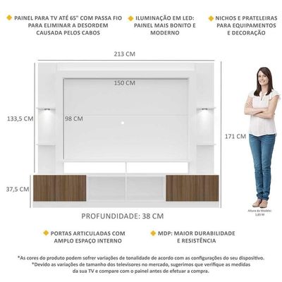 Estante Tv 65" Com Leds Berlim Multimóveis V3392