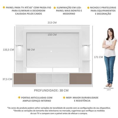 Estante Tv 65" Com Leds Berlim Multimóveis V3392
