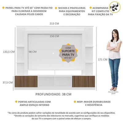 Estante Com Suporte Tv 65" E 2 Portas Oslo Multimóveis V3386
