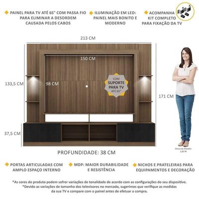 Estante Com Suporte Tv 65" E Leds Berlim Multimóveis V3384