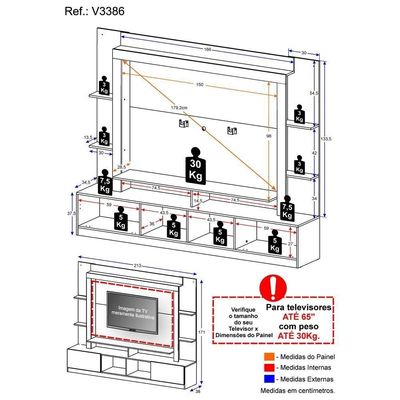 Estante Com Suporte Tv 65" E 2 Portas Oslo Multimóveis V3386