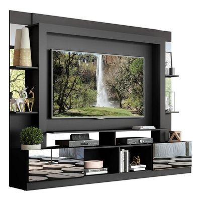 Estante Com Suporte Tv 65" E Espelho Multimóveis V3381 Preto