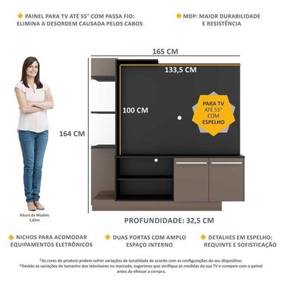 Estante Tv 55" Com Espelho Denver Multimóveis V3148