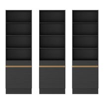 Armário/estante Escritório 3 Portas Multimóveis Mp7001 Preto/dourado Preto/dourado