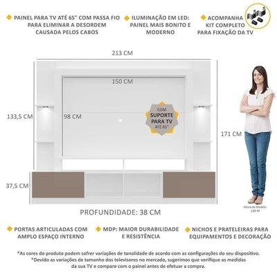 Estante Com Suporte Tv 65" E Leds Berlim Multimóveis V3384