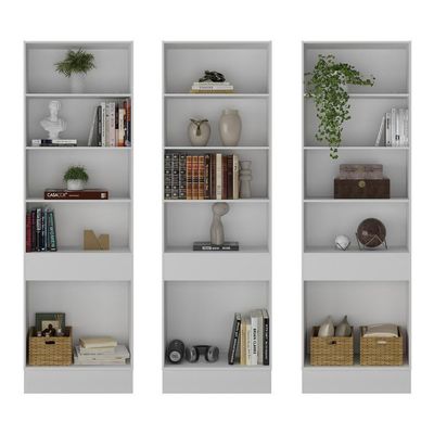 Armário/estante Escritório 3 Portas Multimóveis Mp7001 Branco/dourado Branco/dourado