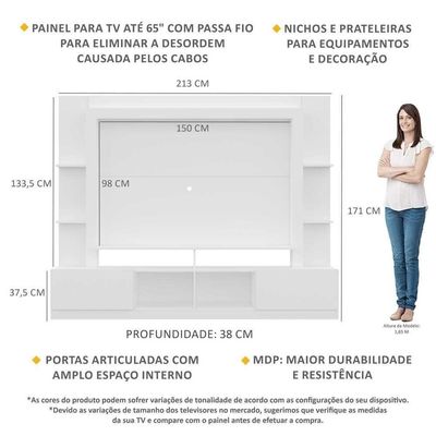 Estante Tv 65" E 2 Portas Oslo Multimóveis V3395 Branca
