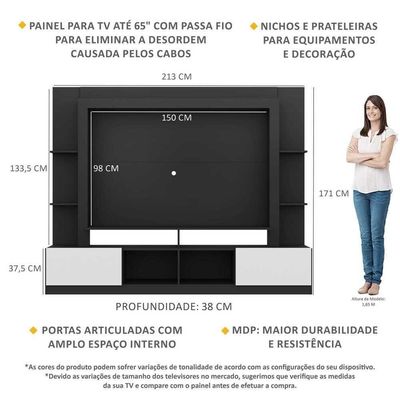 Estante Tv 65" E 2 Portas Oslo Multimóveis V3395