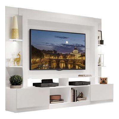 Estante Com Suporte Tv 65" E Leds Multimóveis V3384 Branca