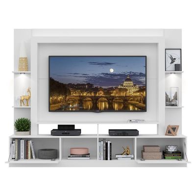 Estante Com Suporte Tv 65" E Leds Multimóveis V3384 Branca
