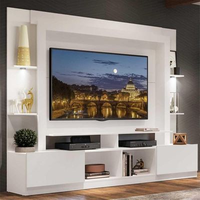 Estante Com Suporte Tv 65" E Leds Multimóveis V3384 Branca