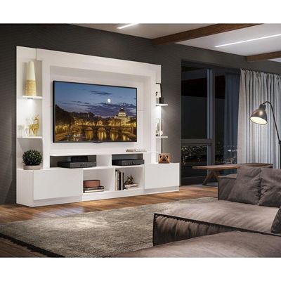 Estante Com Suporte Tv 65" E Leds Multimóveis V3384 Branca