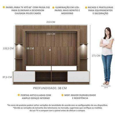 Estante Tv 65" Com Leds Berlim Multimóveis V3392