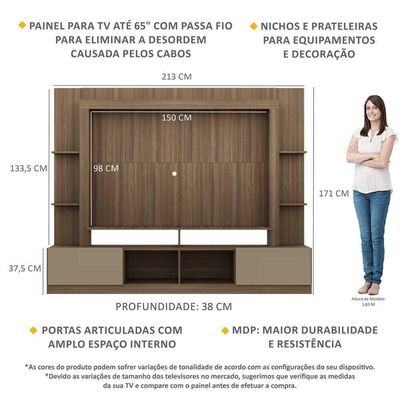 Estante Tv 65" E 2 Portas Oslo Multimóveis V3395