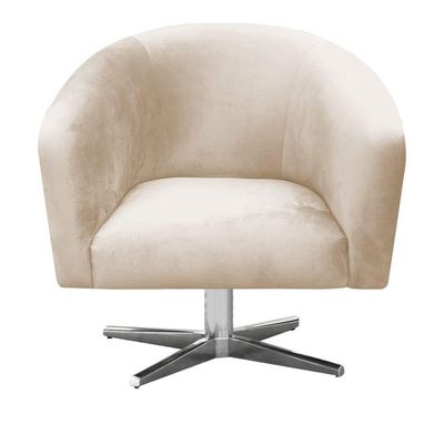 Poltrona Giratória Suede Bege