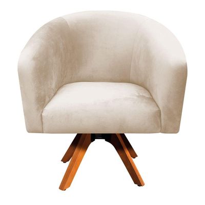 Poltrona Giratória Suede Bege