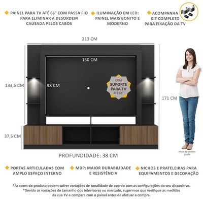 Estante Com Suporte Tv 65" E Leds Berlim Multimóveis V3384