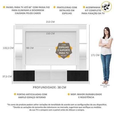 Estante Com Suporte Tv 65" C/ Espelho Multimóveis V3385