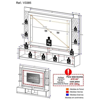 Estante Com Suporte Tv 65" C/ Espelho Multimóveis V3385