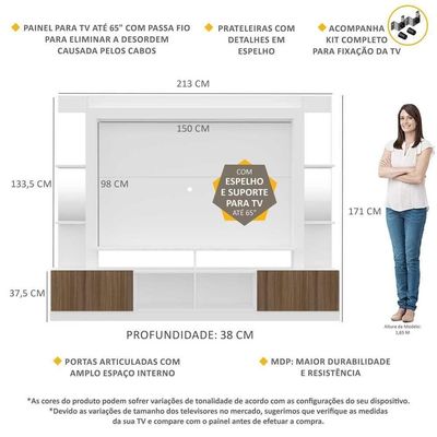 Estante Com Suporte Tv 65" C/ Espelho Multimóveis V3385